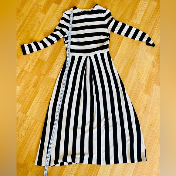 LK BENNETT MARIA NAVY & CREAM BOLD STRIPE JERSEY LONG SLEEVE MIDI  DRESS - Picture 5 of 5